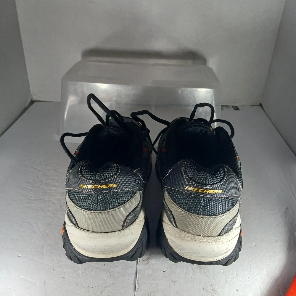 Skechers After Burn Memory Fit 8.5 Grey Black Orange Dad Chunky Trail Sneakers